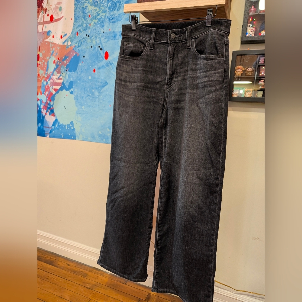 Uniqlo EZY Wide Straight Jeans (Grey, L) - Picture 2 of 7